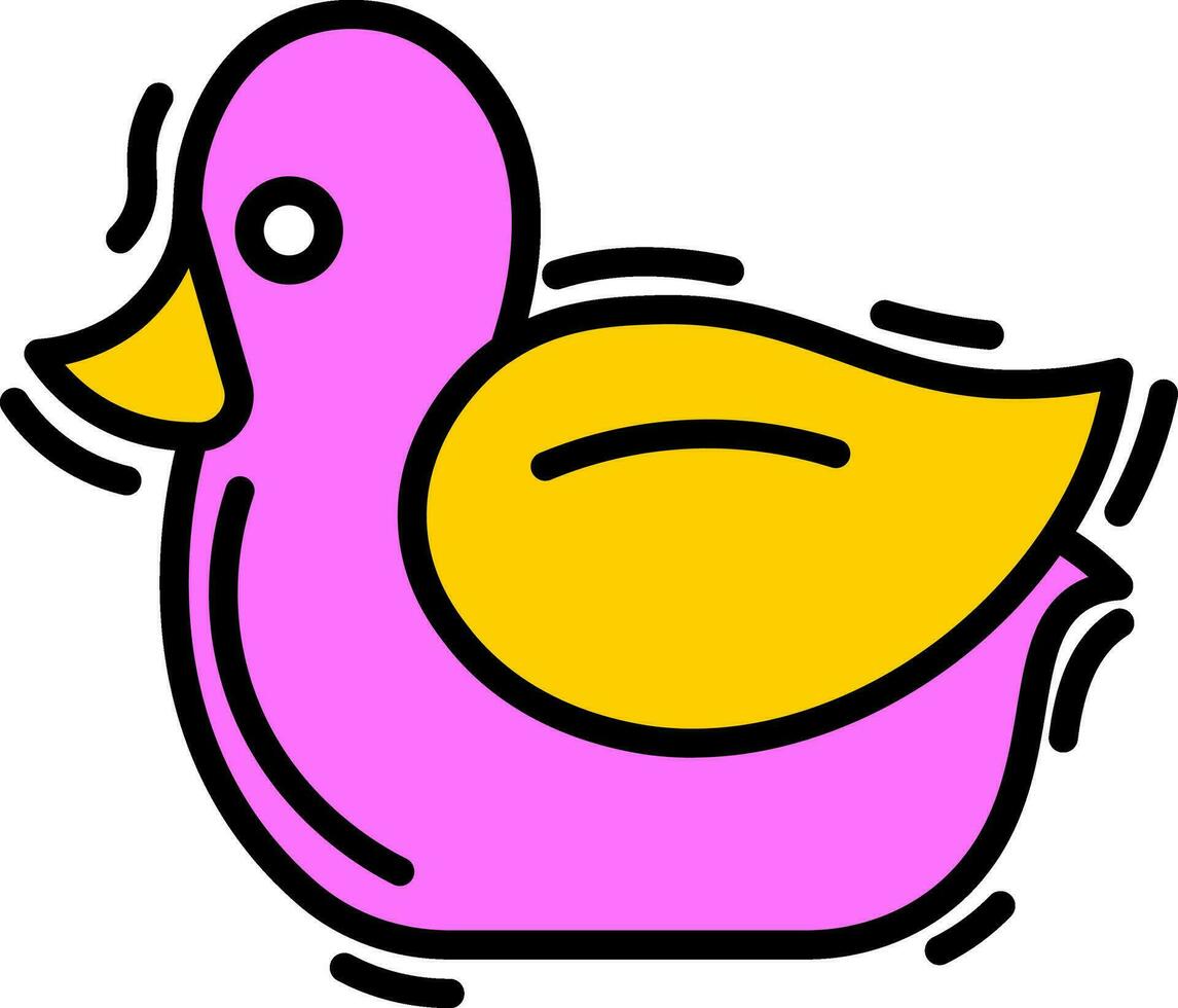 ilustración de Pato icono en rosado y amarillo color. vector