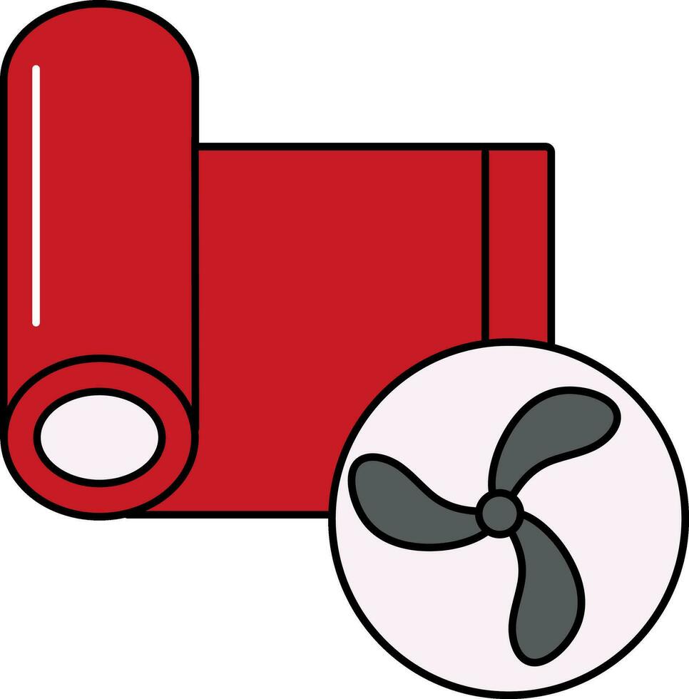 Ventilation Cloth Roll Icon In Red And Gray Color. vector