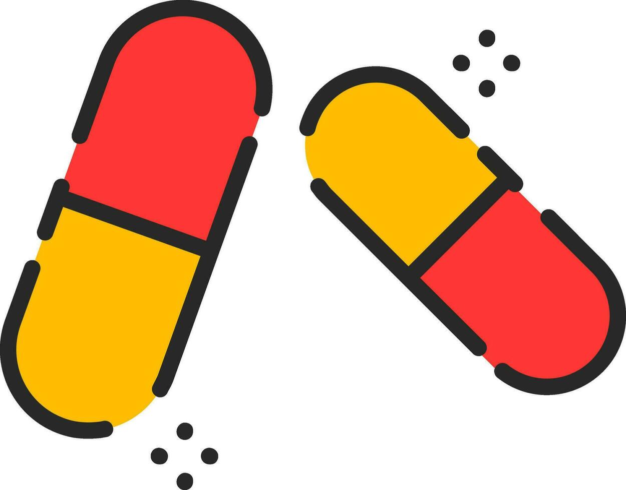 Capsules icon in red and yellow color. vector