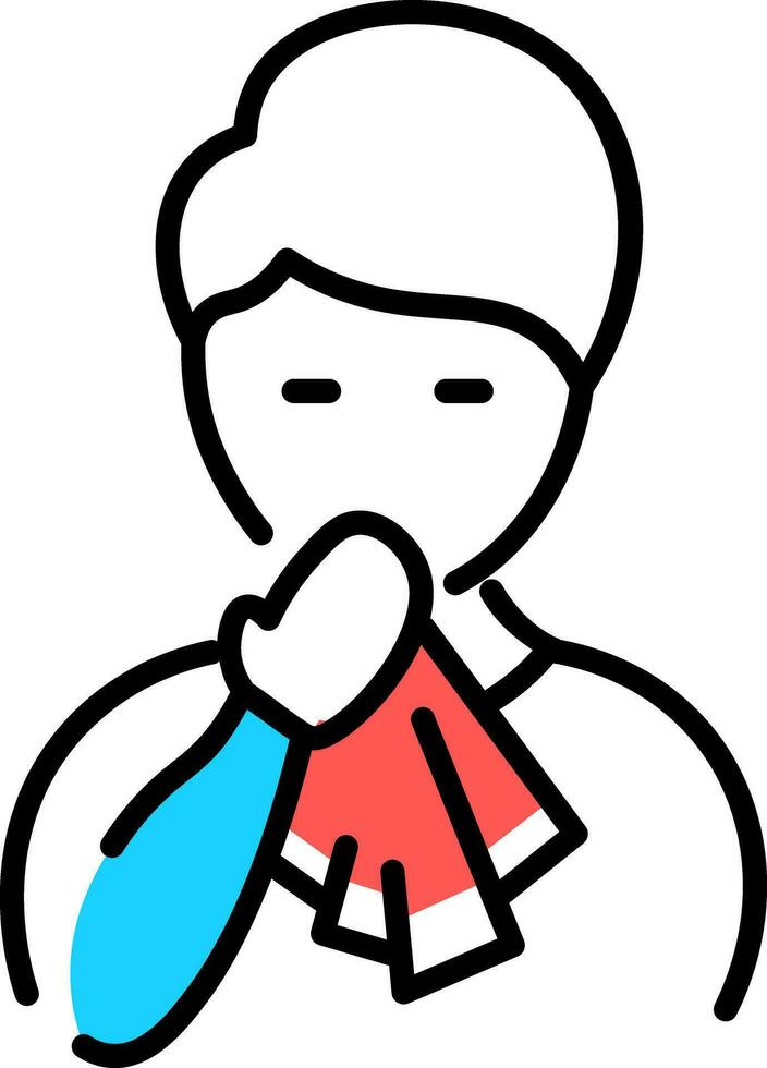 Vector illustration of Man mouth covering napkin.