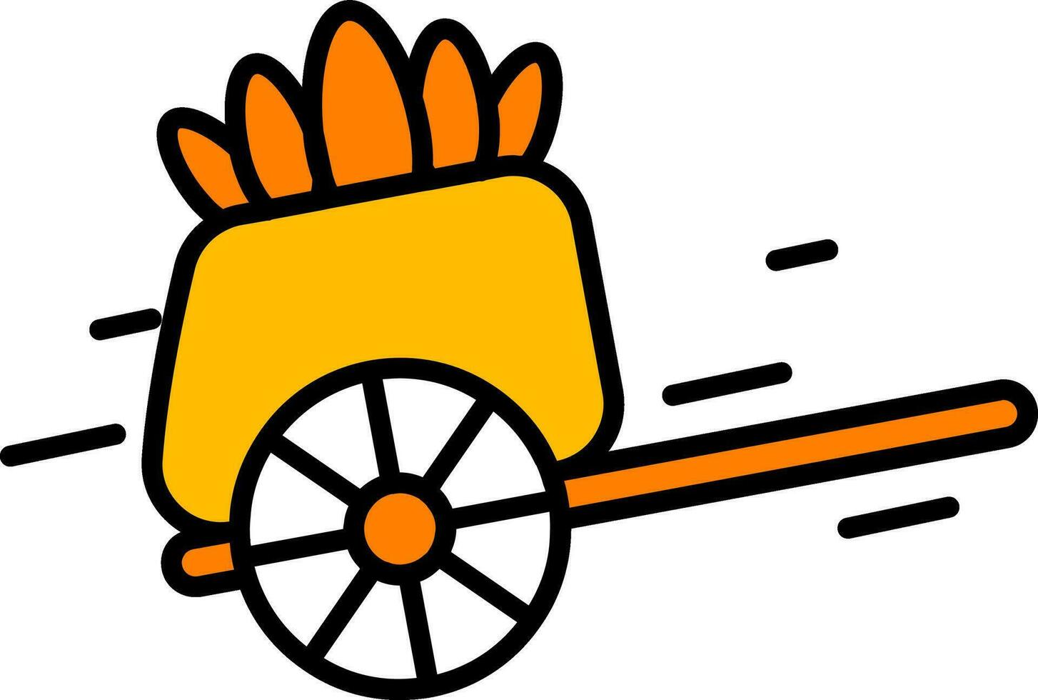 antiguo vagón carro icono en amarillo y naranja color. vector