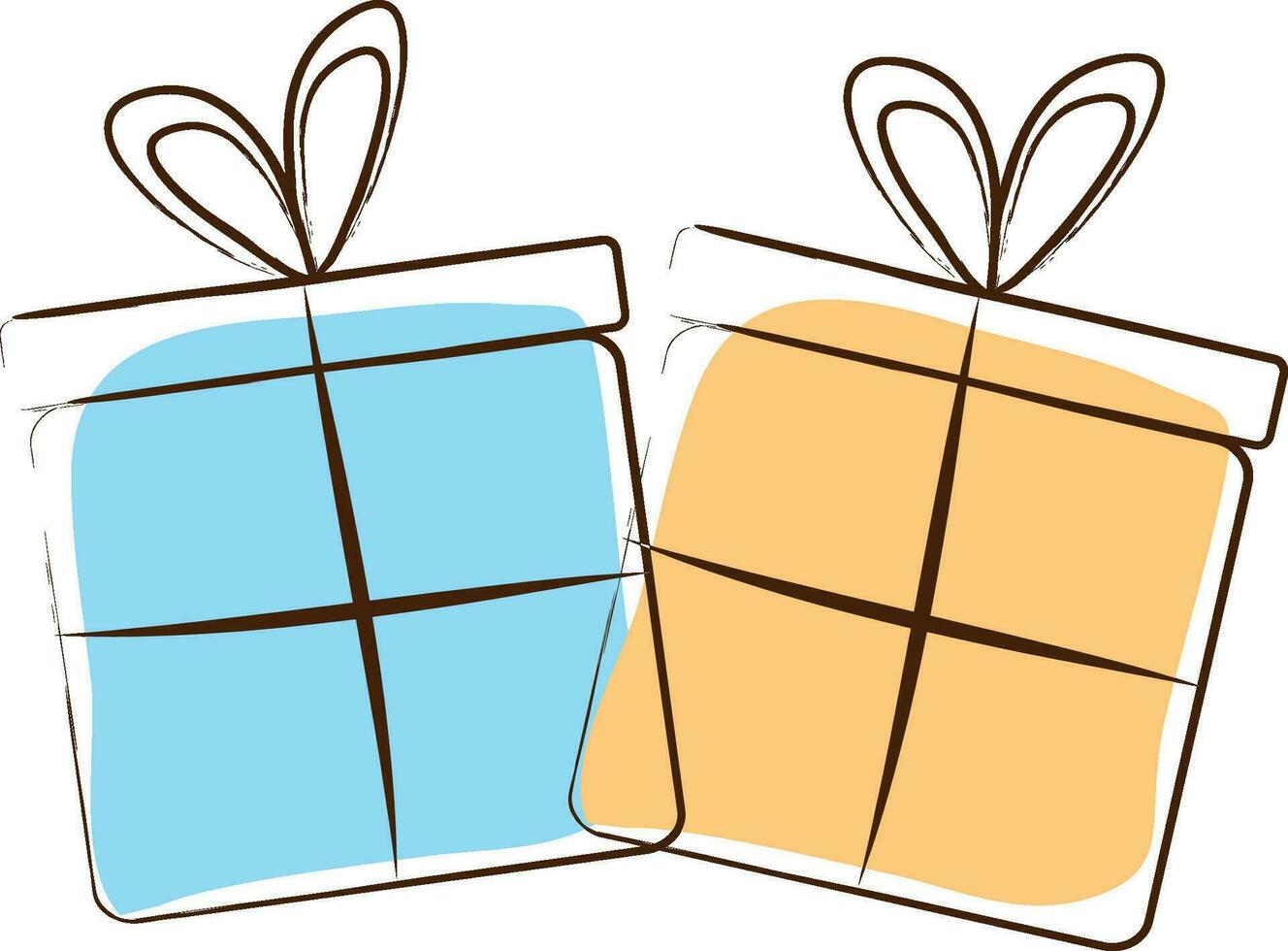 Doodle illustration of two gift boxes. vector