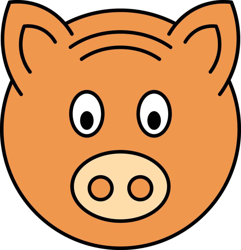 Cartoon Pig face icon in orange color. vector