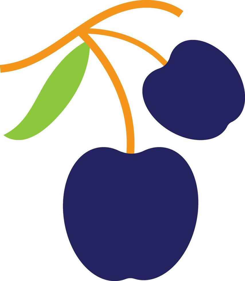 Blue apples with green leaf. vector