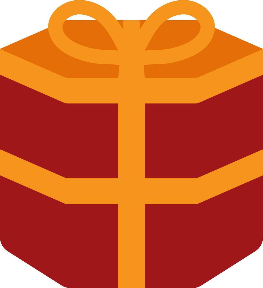 Red gift box decorated with orange ribbon. vector