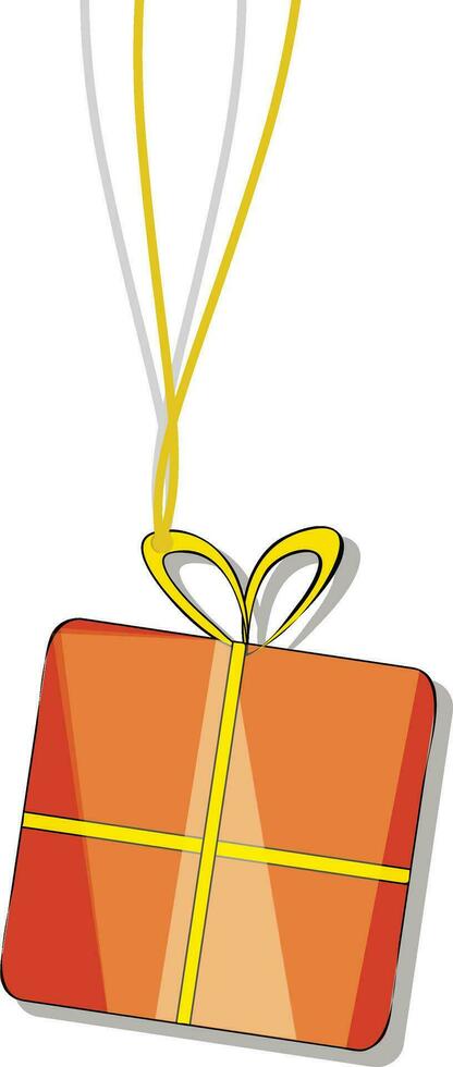 Orange color hanging gift box icon. vector