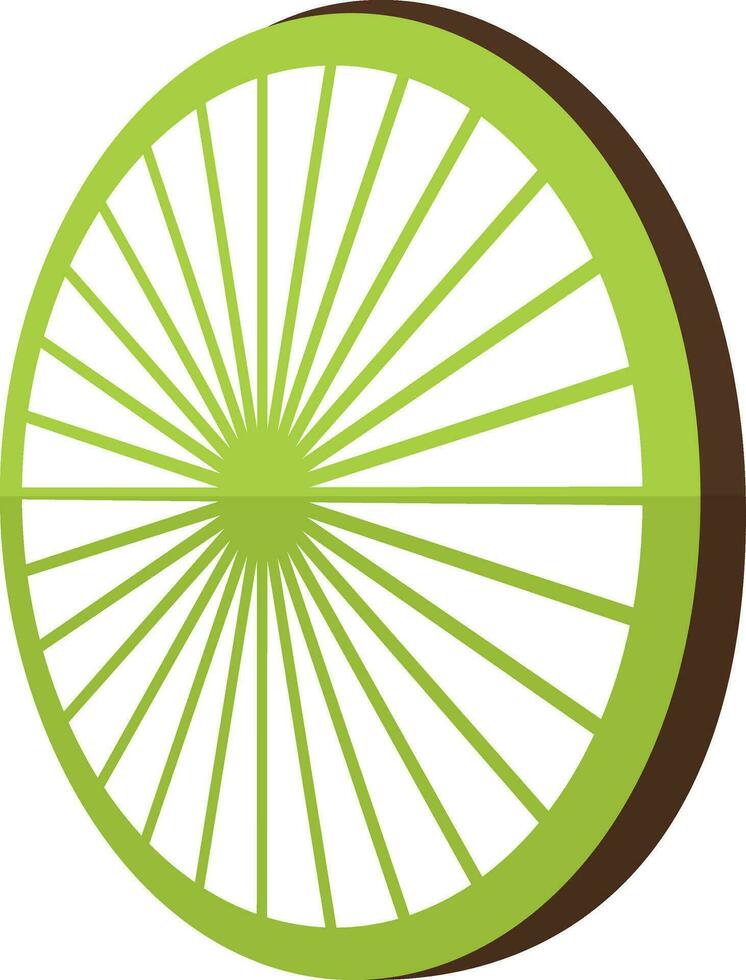 Green color of wheel icon for agriculture in half shadow. vector