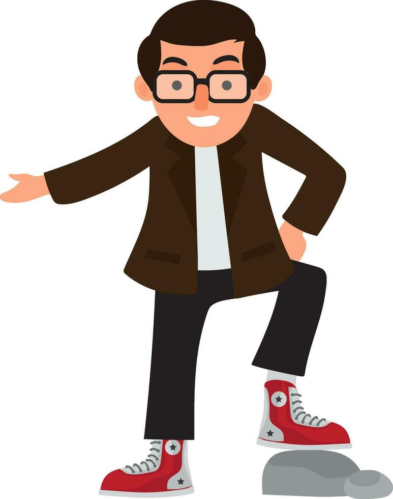 Cartoon character of a businessman in stylish pose. vector