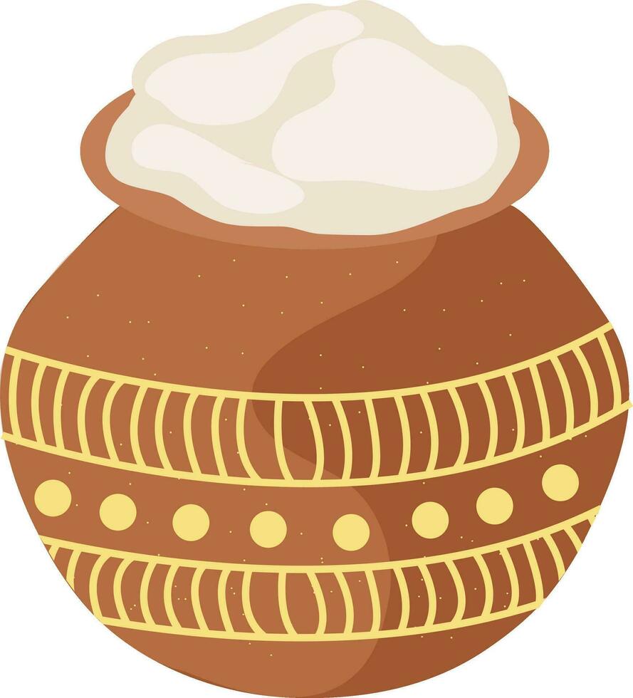 Rice in a mud pot for pongal festival. vector