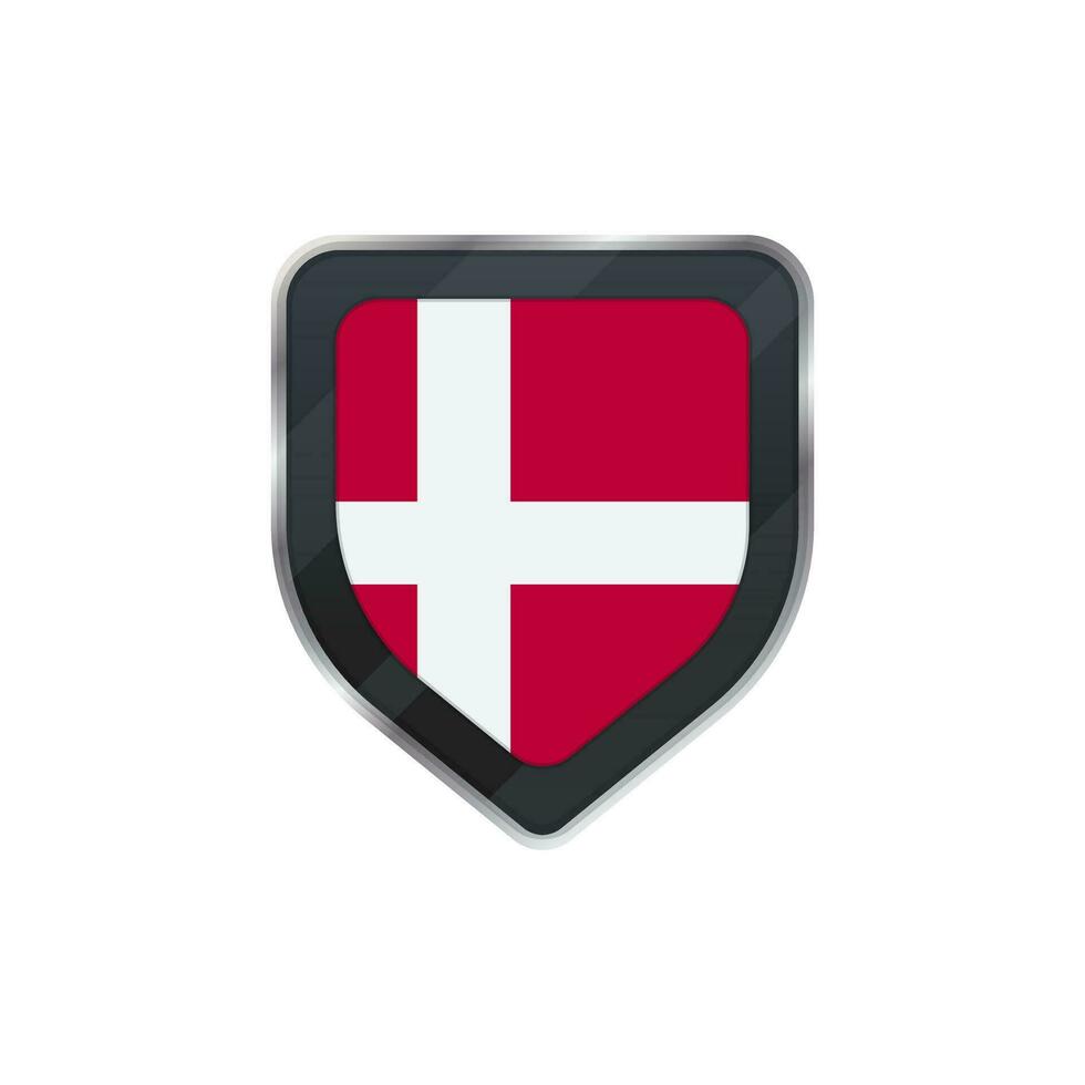 Flag of Denmark in glossy shield. vector