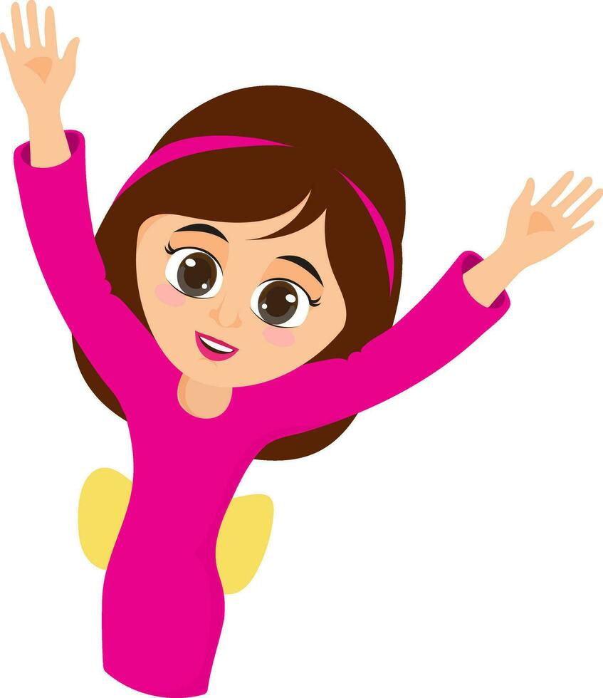 Cartoon bride raising her hands up. vector