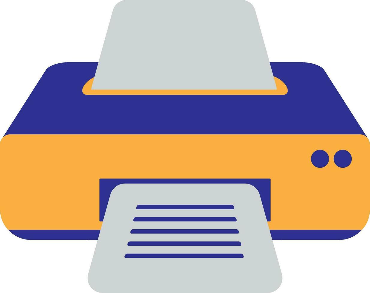 Printer machine with paper in icon for office work. vector