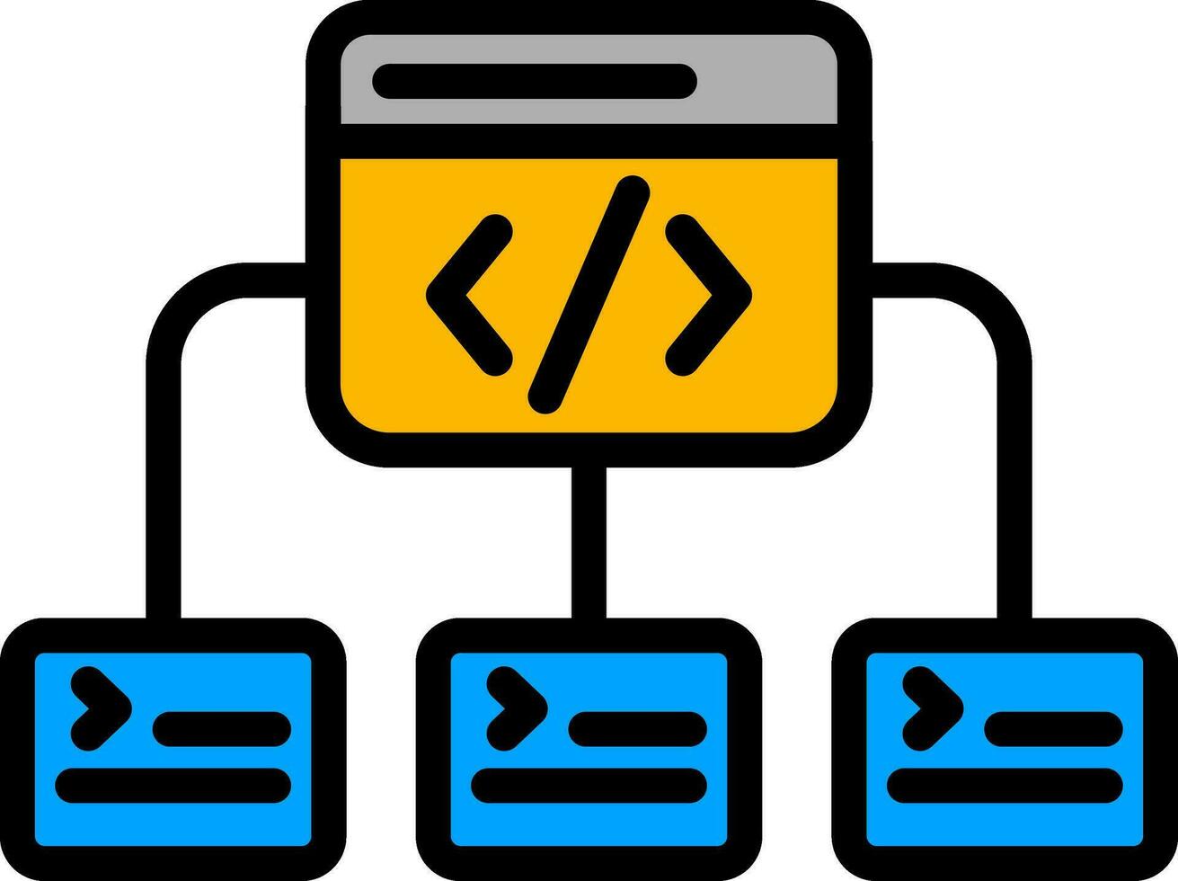 Programming Networking Page Icon in Yellow and Blue color. vector