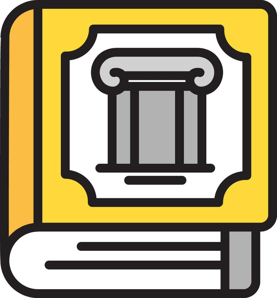 historia libro icono en amarillo y blanco color. vector