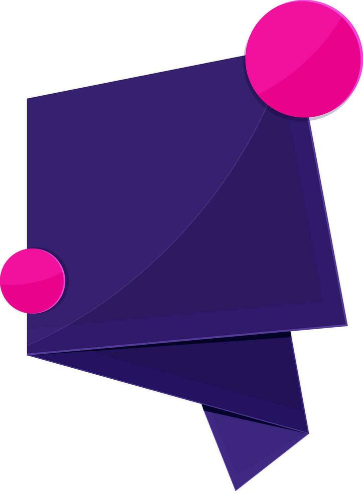 Purple origami paper tag or banner design. vector