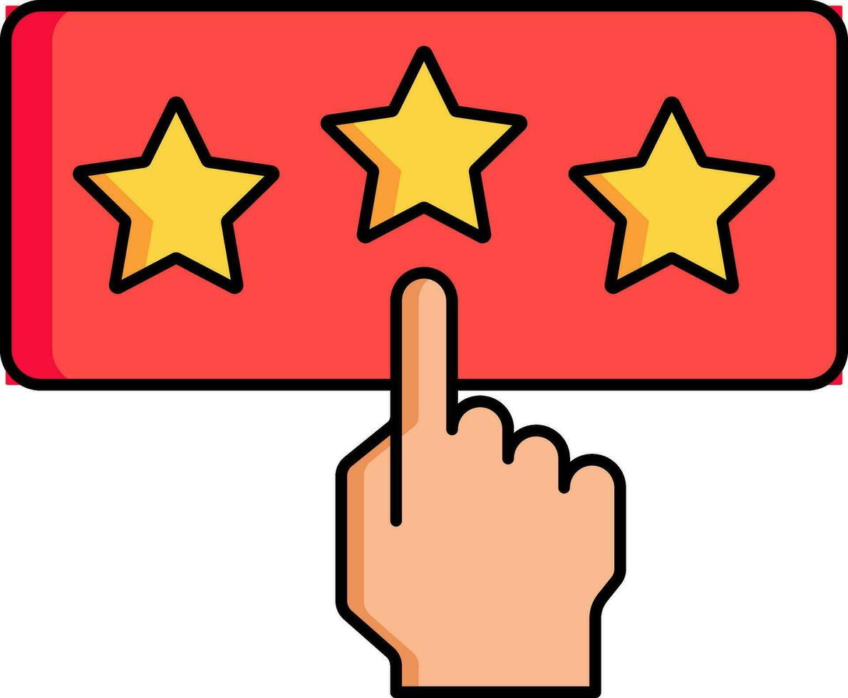 Vector illustration of Hand cursor with star rating icon.