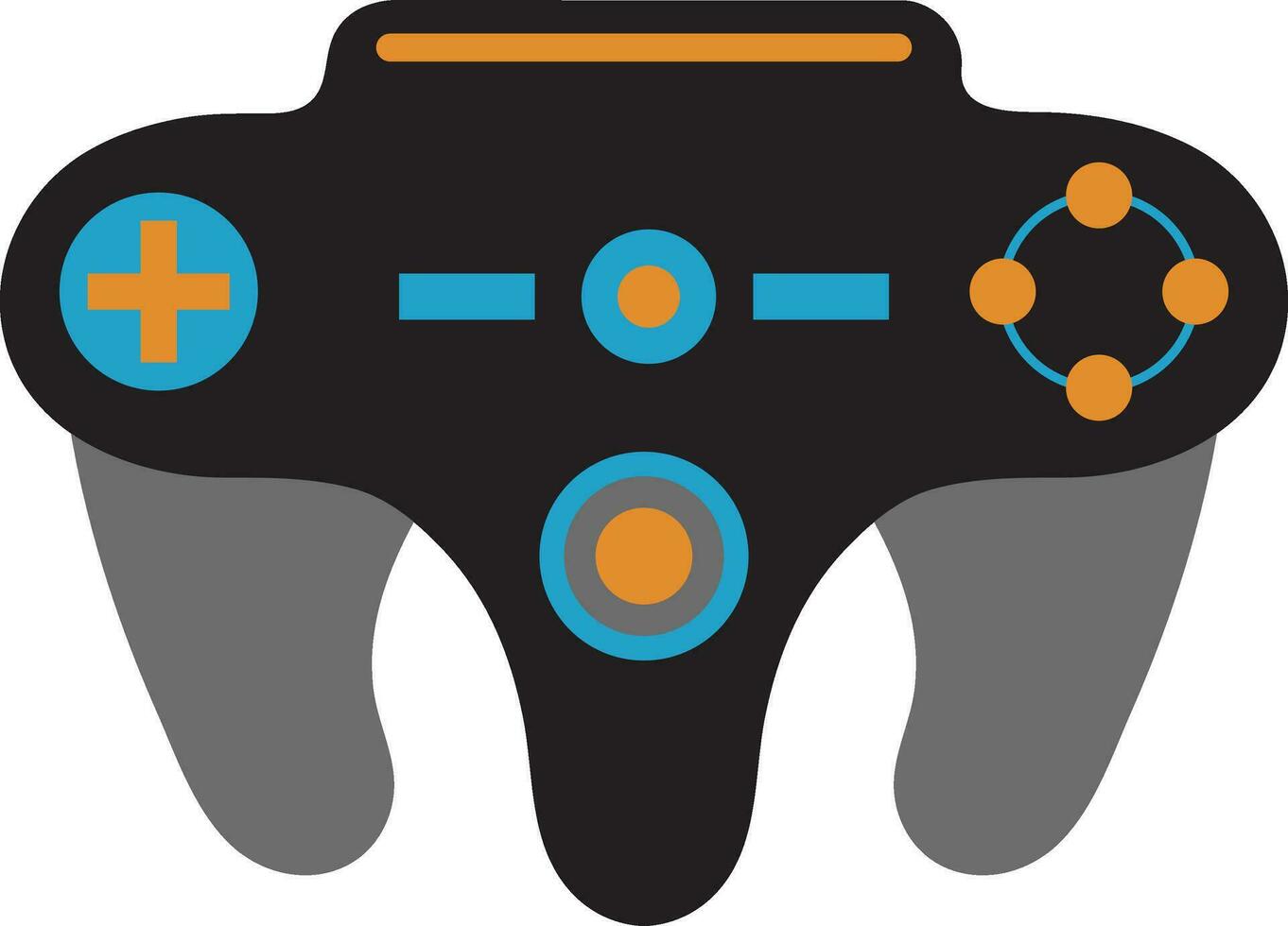 Grey and blue joystick in flat style. vector