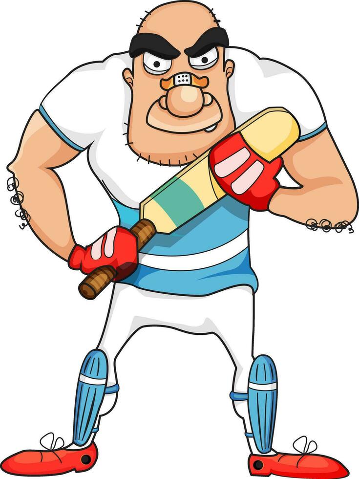 Cratoon character of cricket batsman. vector