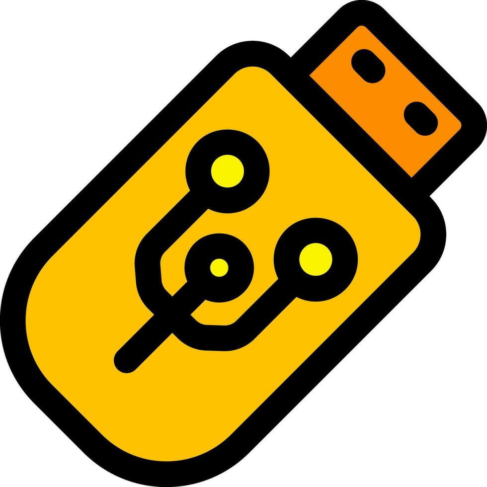 USB or Pen drive icon in yellow and orange color. vector