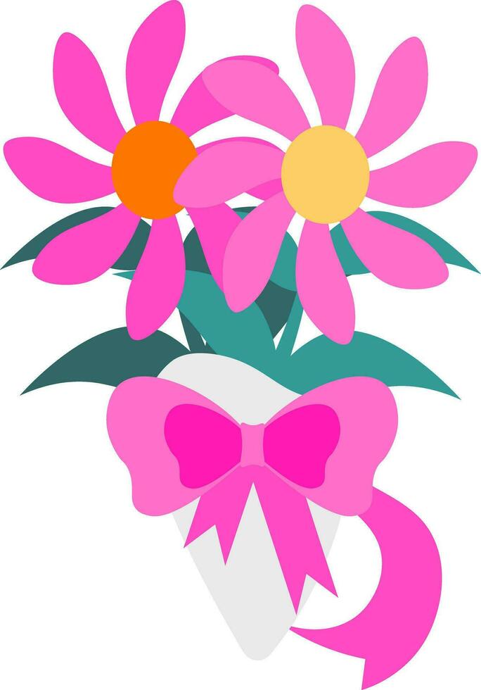 Pink flower bouquet icon in flat style. vector