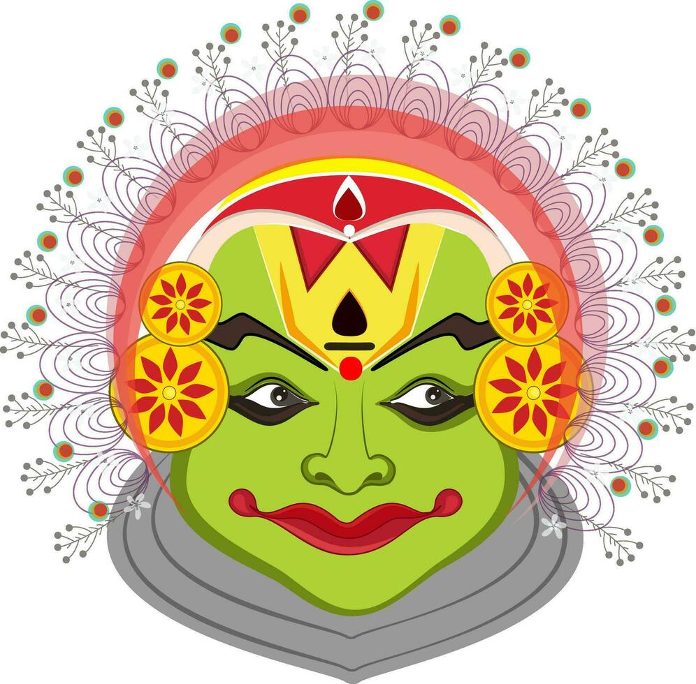 ilustración de Kathakali bailarín rostro. vector