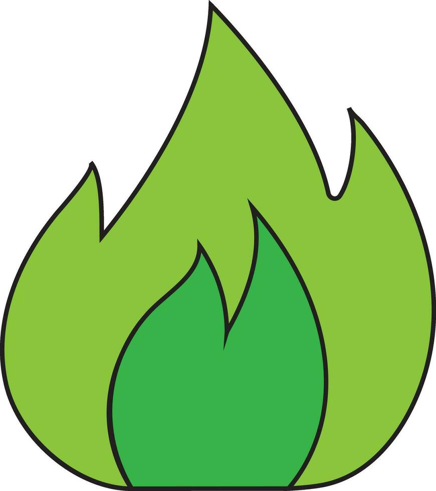 fuego icono en verde color. vector