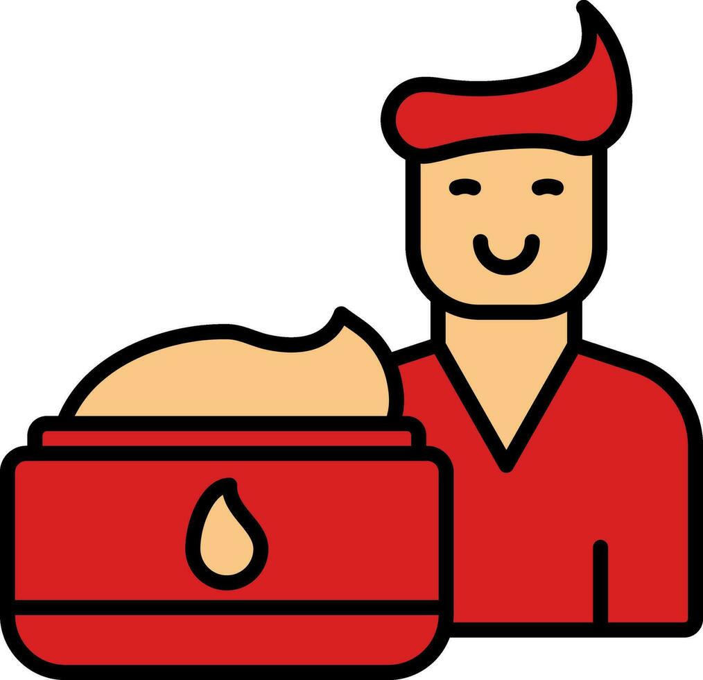 ilustración de hombre y afeitado crema icono en rojo y naranja color. vector