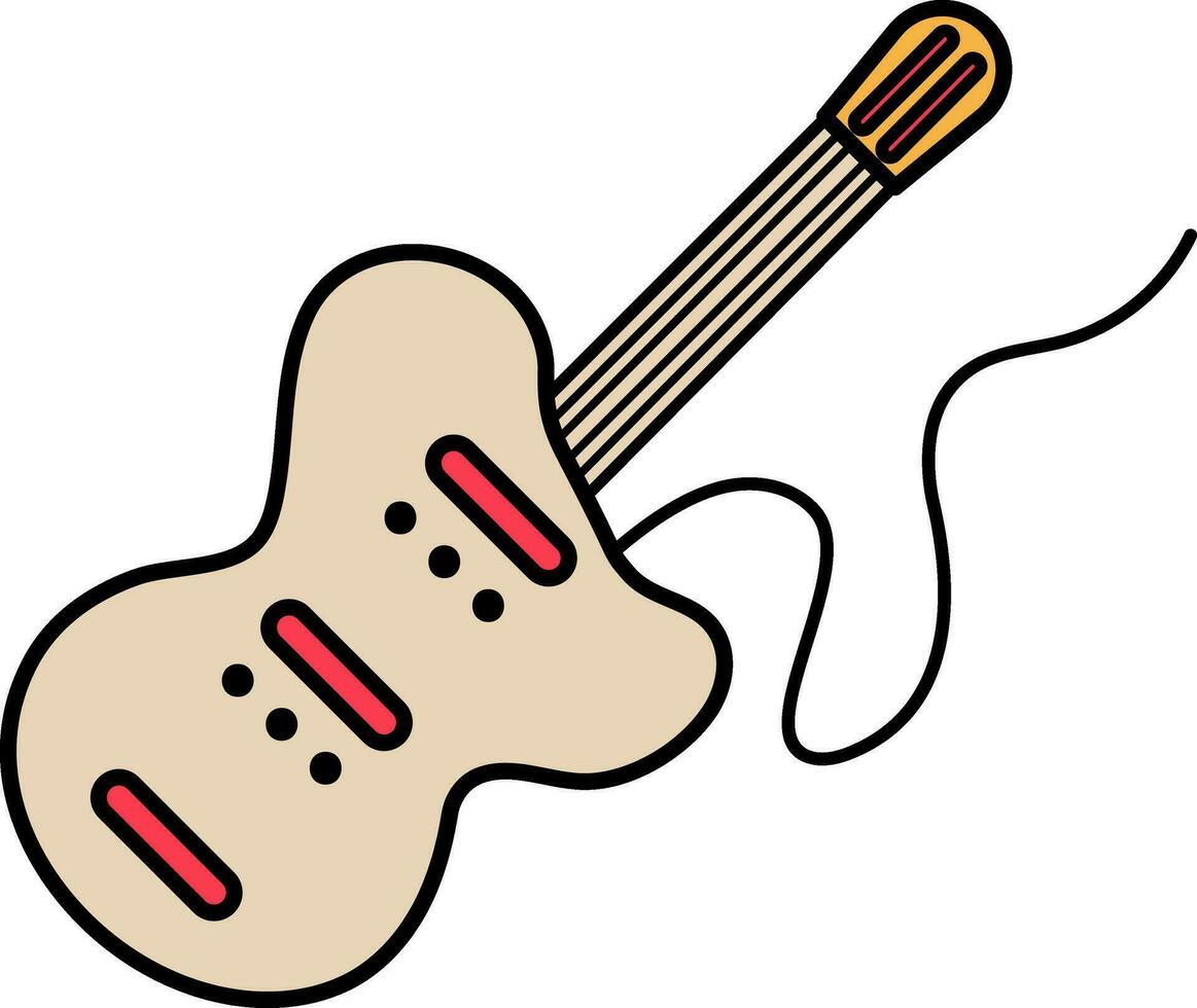 Brown Guitar icon in flat style. vector