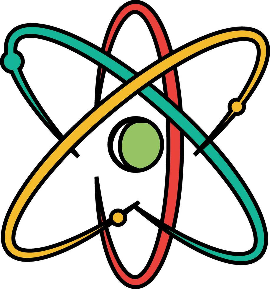 Illustration of atom icon in flat style. vector