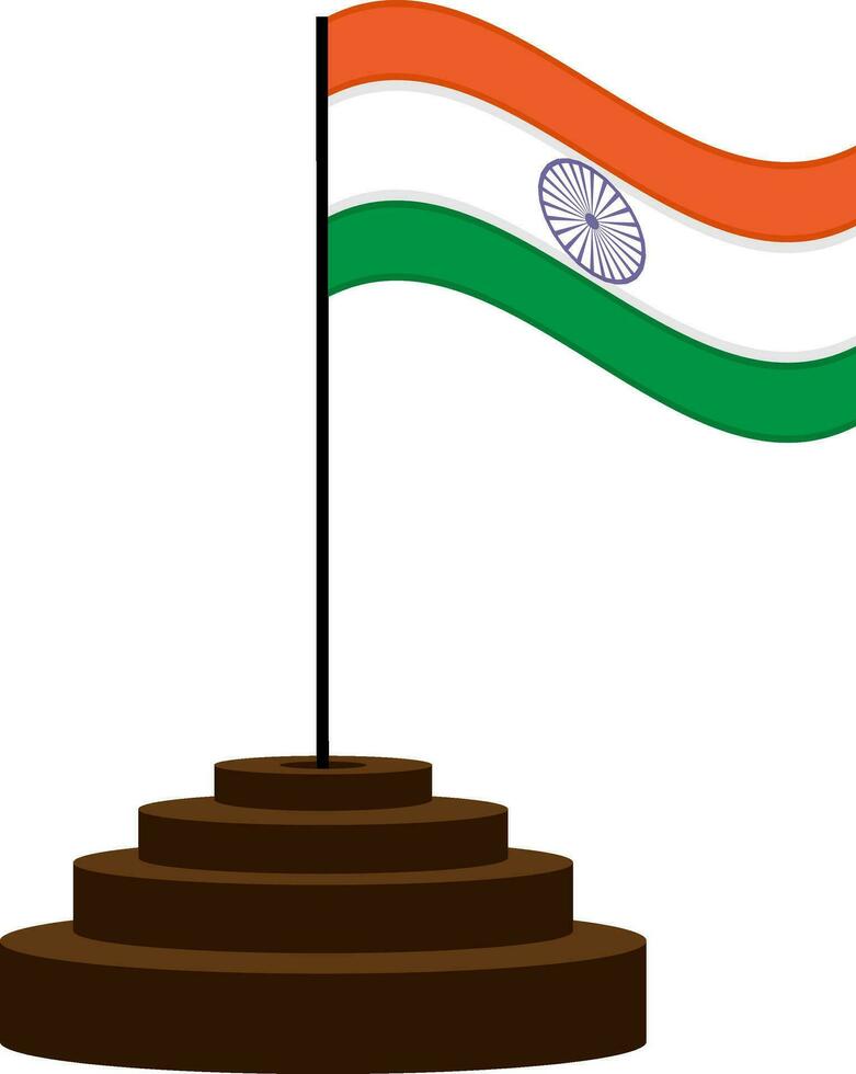 ilustración de un India bandera en marrón podio. vector