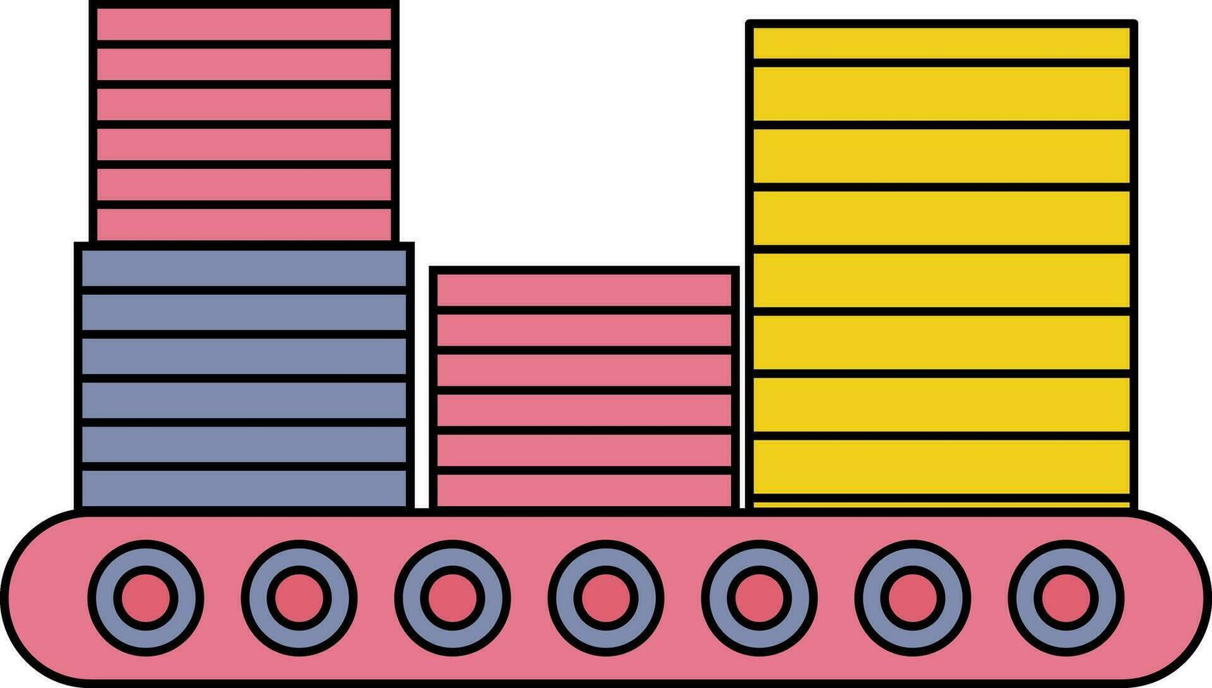 Colorful boxes with conveyor belt. vector