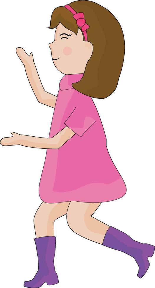 linda pequeño niña personaje en rosado vestido. vector