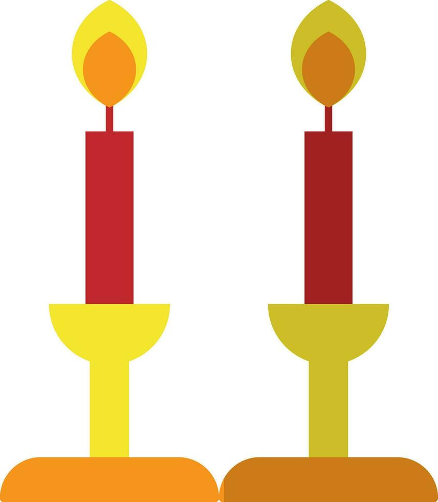 Red and yellow candles stand. vector
