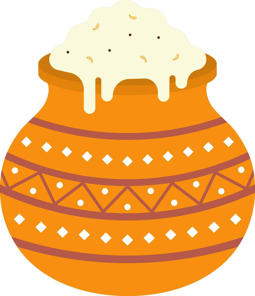 Flat Rice Mud Pot Icon In Brown And Cosmic Latte Color. vector