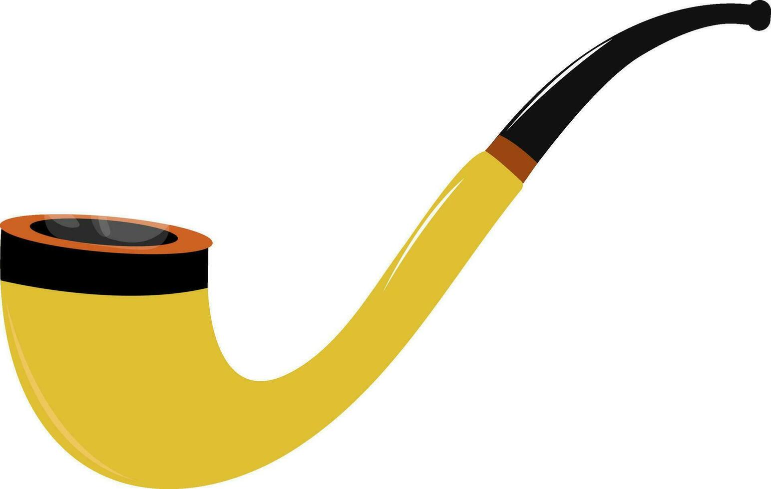 Yellow and black smoking pipe. vector