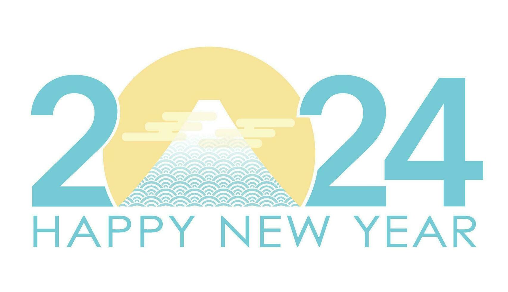 The Year 2024 New Years Greeting Symbol With Mt. Fuji At The First Sunrise. vector