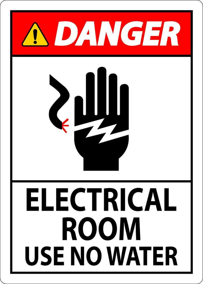 Restricted Area Sign Danger Electrical Room Use No Water vector