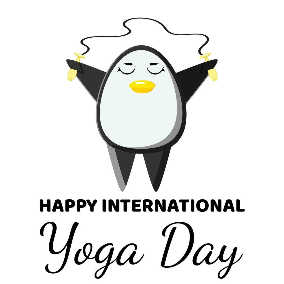internacional yoga día. yoga cuerpo postura con texto. grupo de mujer practicando yoga. vector ilustración diseño