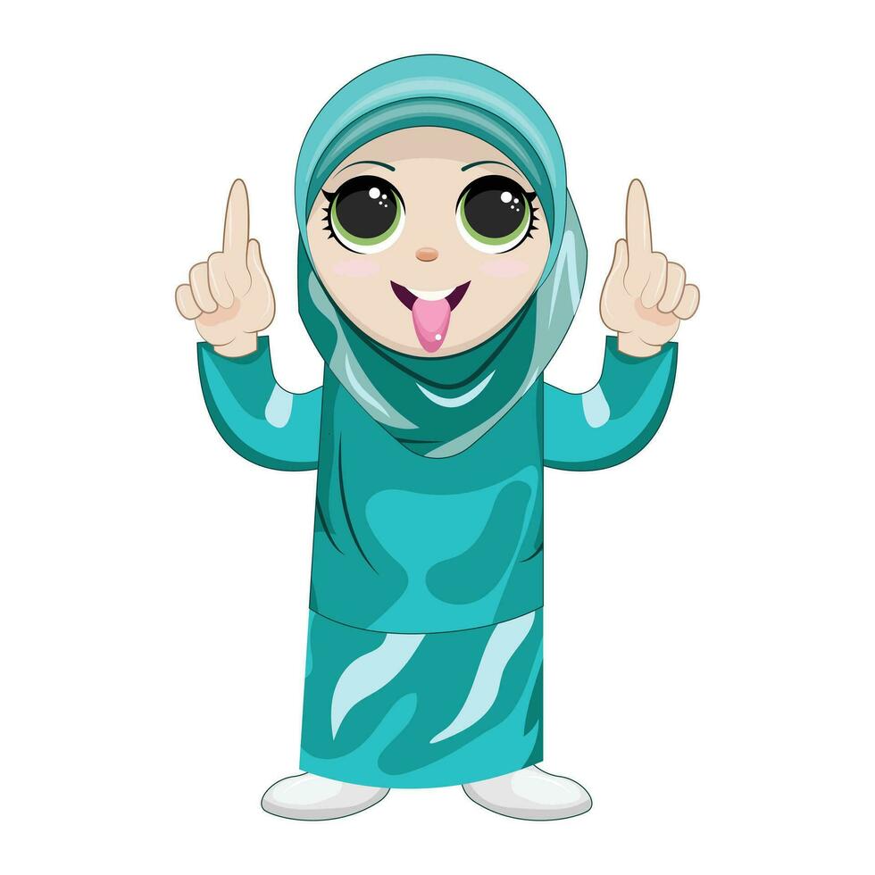 Cute Girl Moslem Reading Book Vector Icon Illustration. Ramadan Mascot Cartoon Character. Person Icon Concept White Isolated. Flat Cartoon Style Suitable for Web Landing Page, Banner, Flyer, Sticker