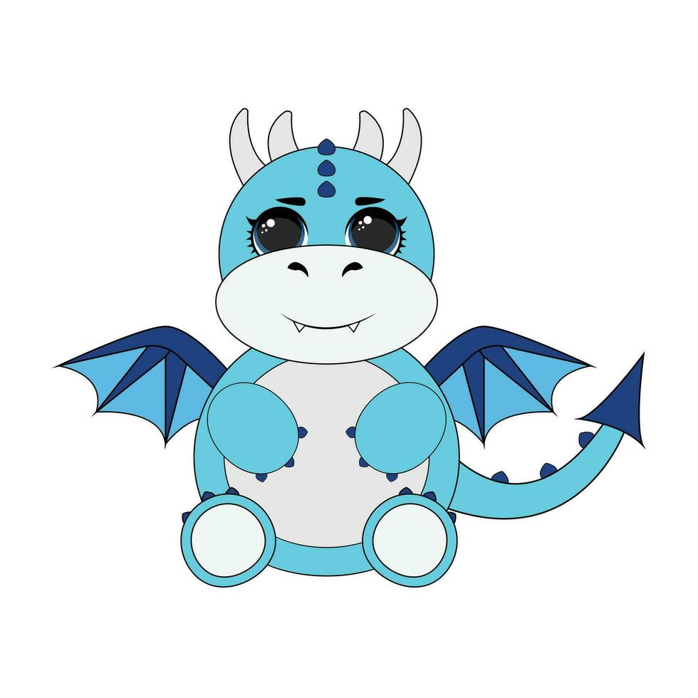 Blue baby Dragon vector illustration, A Blue baby Dragon Vector illustration is a digital artwork depicting a small, young dragon with a blue color scheme