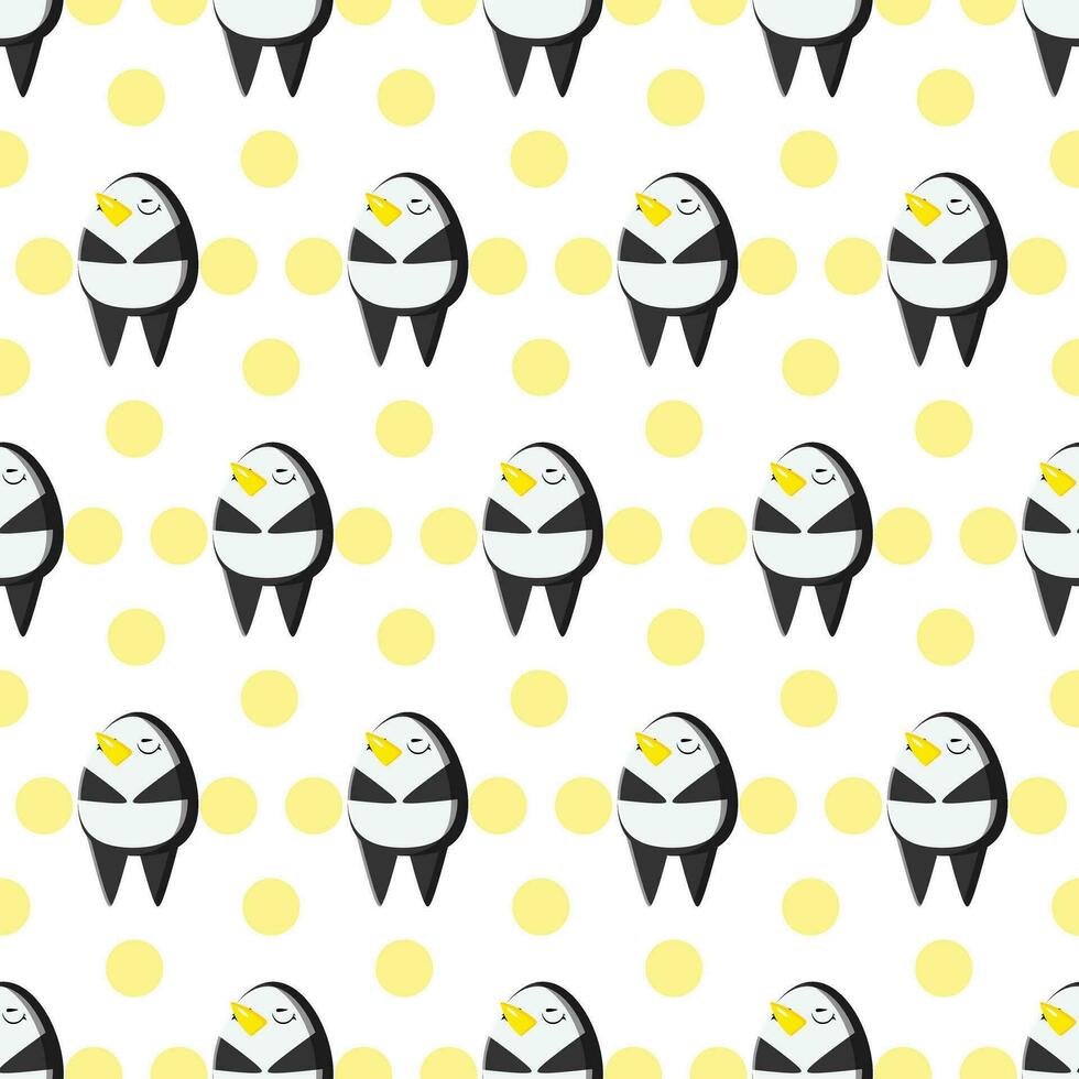 Cute penguins seamless pattern. Vector illustration in cartoon childish style.