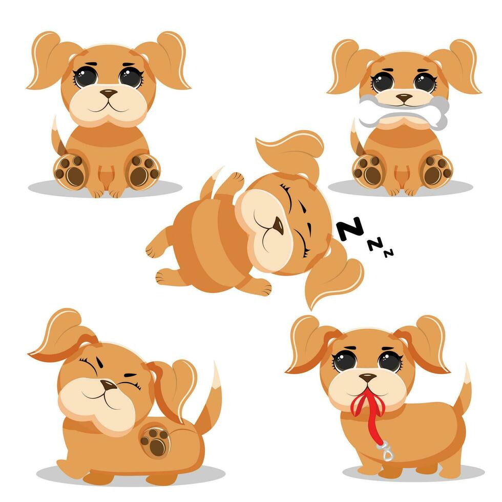 Cartoon funny dogs collection set vector