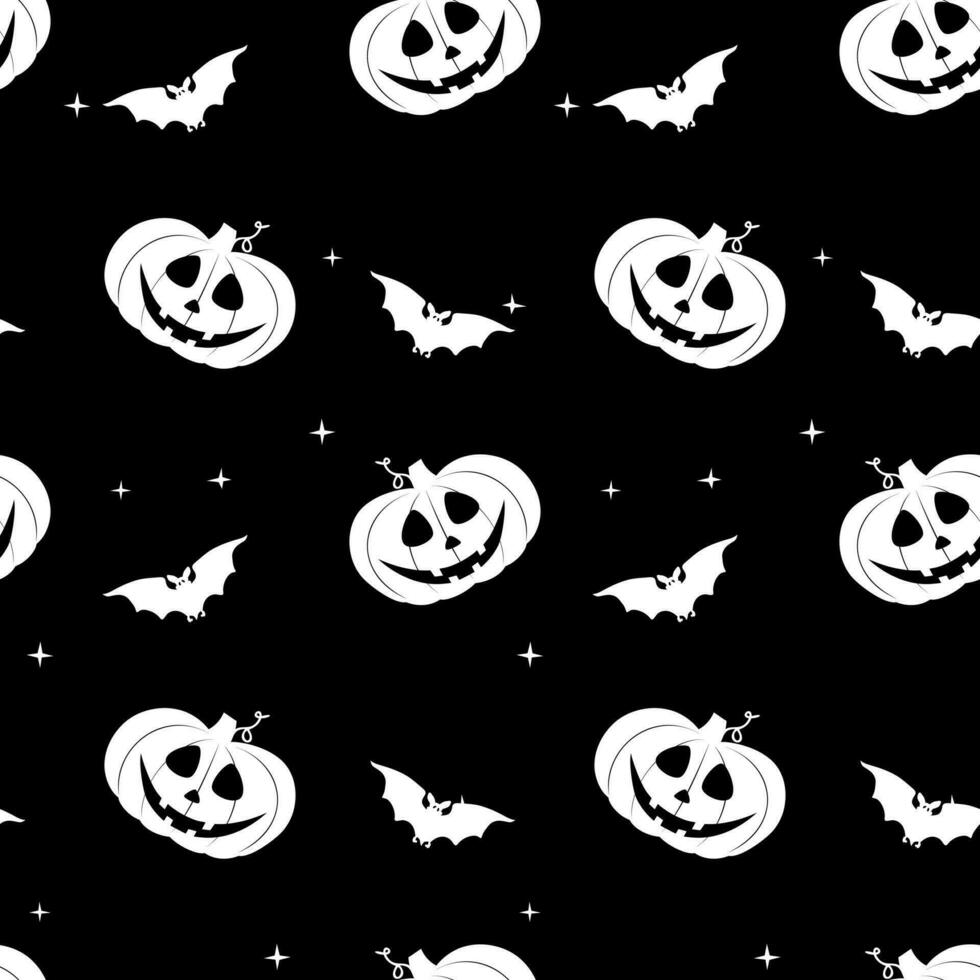 Halloween Seamless Pattern design with bat and pumpkin vector