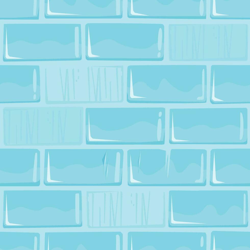 Unfinished Cartoon Ice Castle Wall, Square Seamless Pattern vector