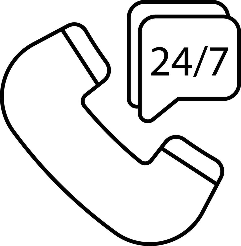 open 24 hour 7 line icon design style vector