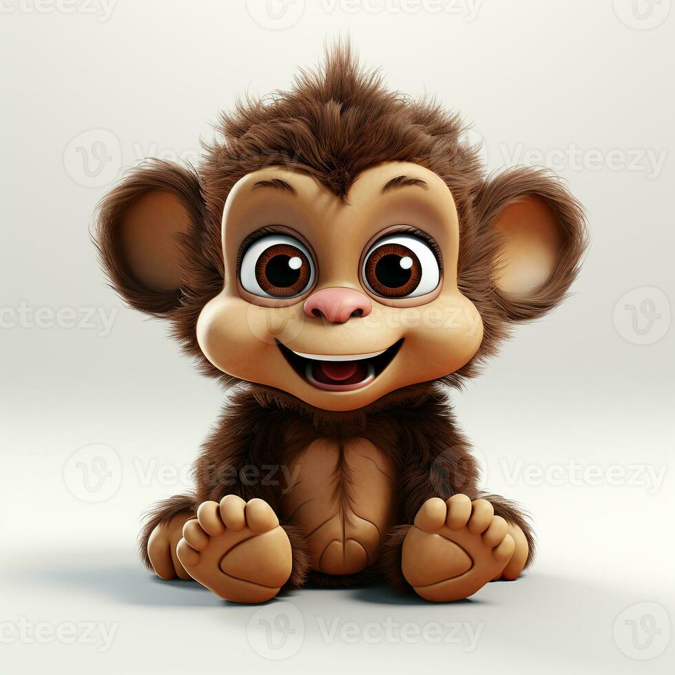 3d carton of a cute monkey on a white background photo