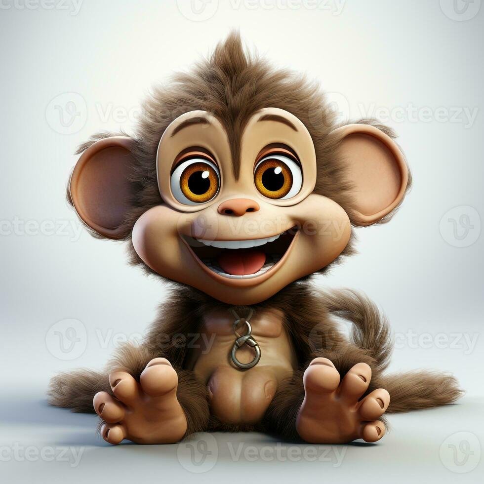 3d carton of a cute monkey on a white background photo