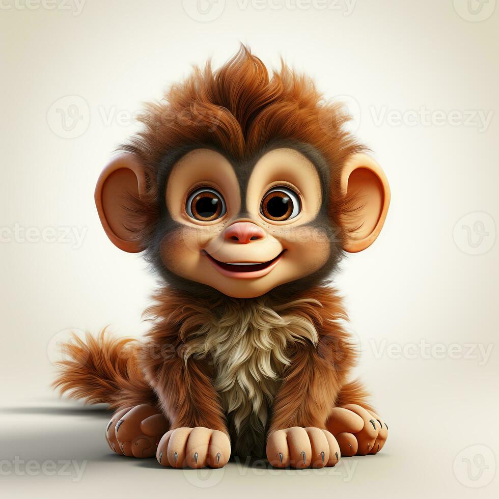 3d carton of a cute monkey on a white background photo