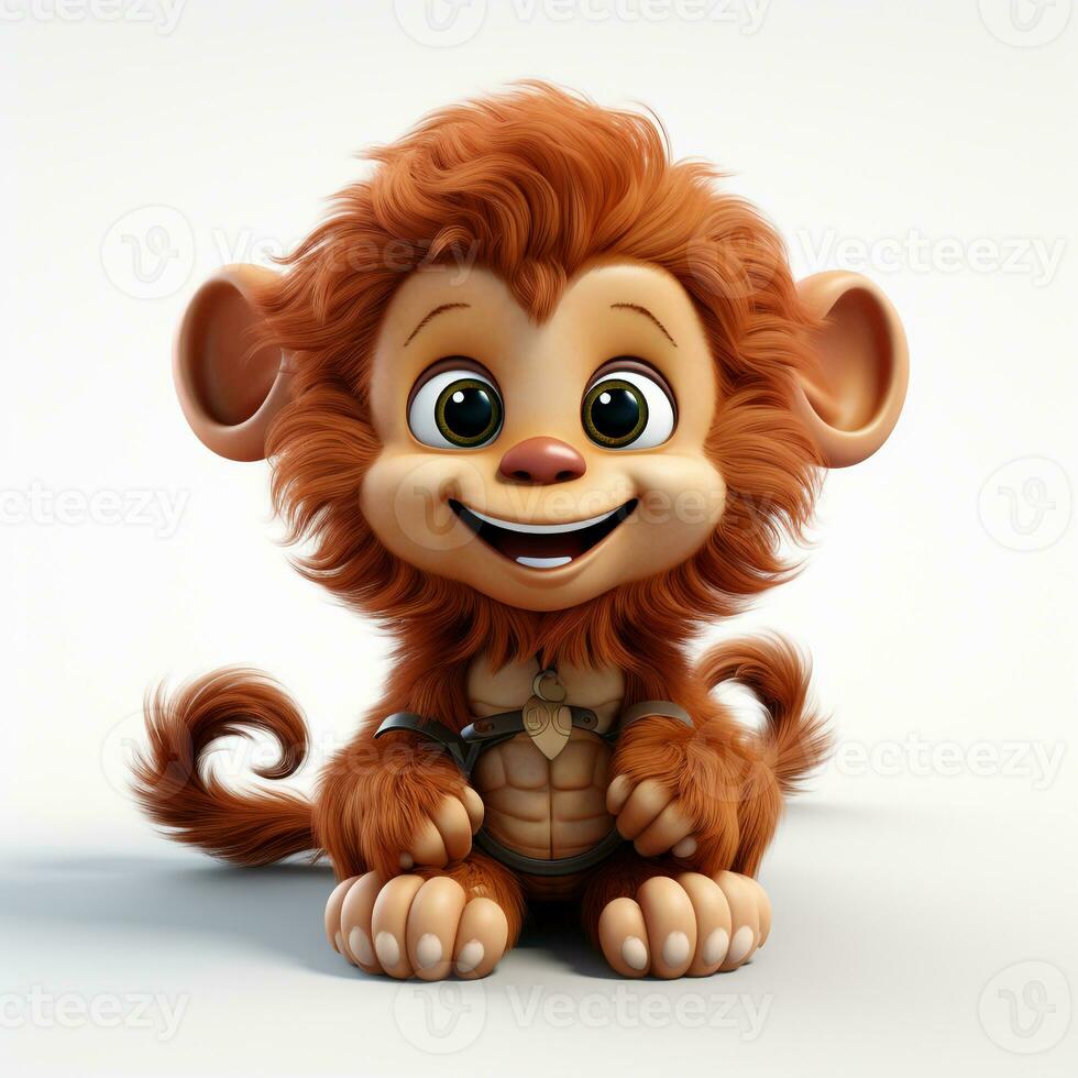 3d carton of a cute monkey on a white background photo