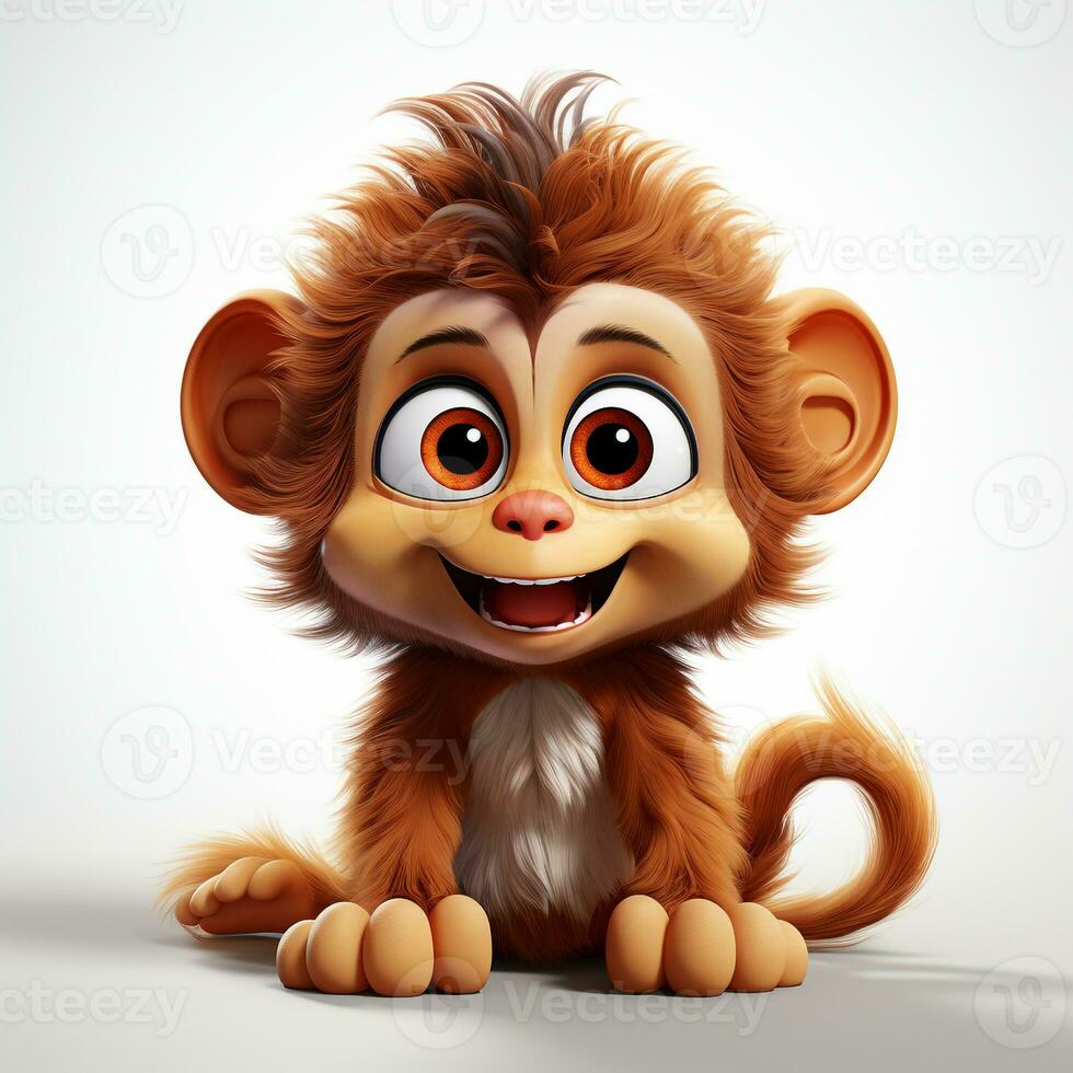 3d carton of a cute monkey on a white background photo